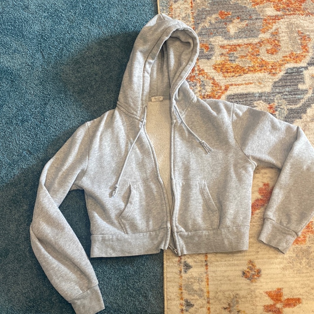 John Galt Cropped Front Zip Hoodie